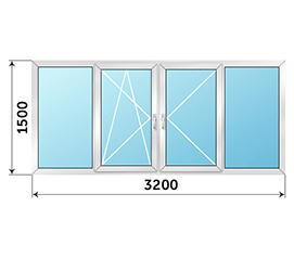 Теплое балконное окно Rehau 3200x1500