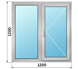 Двухстворчатое окно NEWTEC 1200x1200