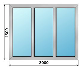 Трехстворчатое окно NEWTEC 2000x1500