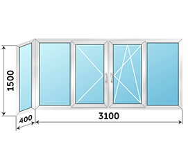 Теплое окно на лоджию KBE 3500x1500