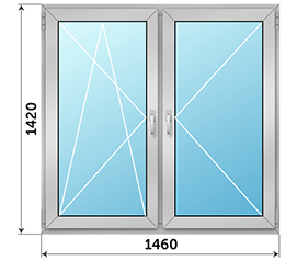 Двухстворчатое окно NEWTEC 1460x1420