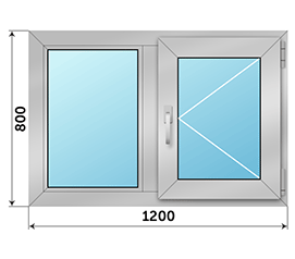 Двухстворчатое окно Vidnal 1200x800