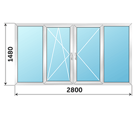 Теплое балконное окно Veka 2800x1480